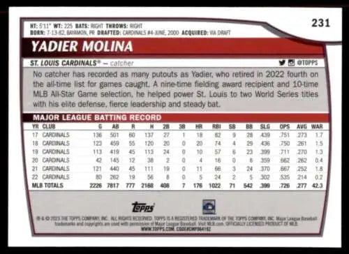 Yadier Molina 2023 Topps Big League #231 baseball card with original gloss finish