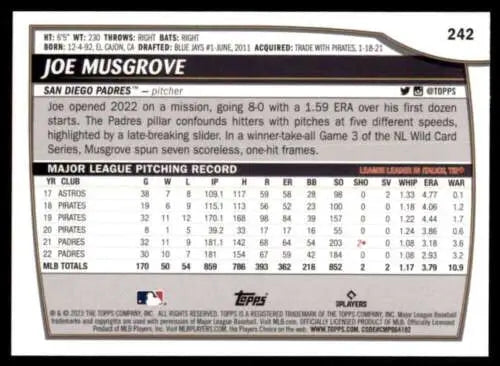 Joe Musgrove 2023 Topps Big League #242 baseball card original gloss Padres