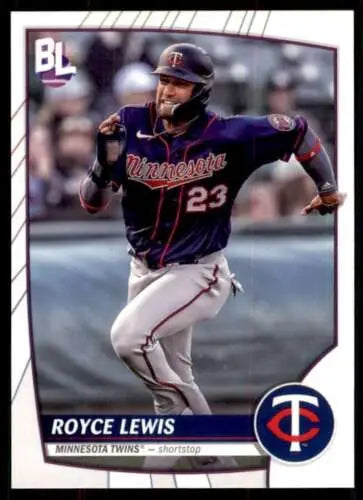 Baseball card of Royce Lewis in jersey number 23 from Topps Big League series