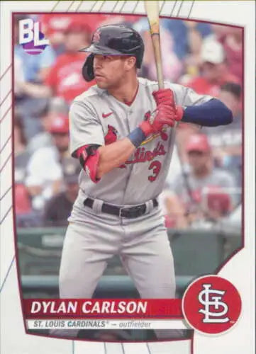 Dylan Carlson baseball card from 2023 Topps Big League #74 featuring original gloss