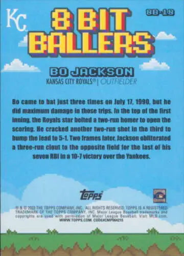 Bo Jackson baseball card from 2023 Topps Big League 8-Bit Ballers with original gloss