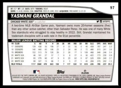 2023 Topps Big League Yasmani Grandal baseball card with original gloss White Sox ID:56365