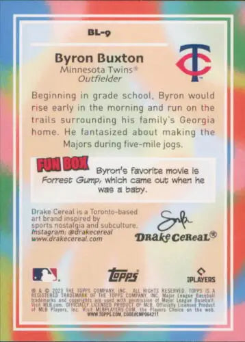 Byron Buxton baseball card from 2023 Topps Big League Big Leaguers with original gloss