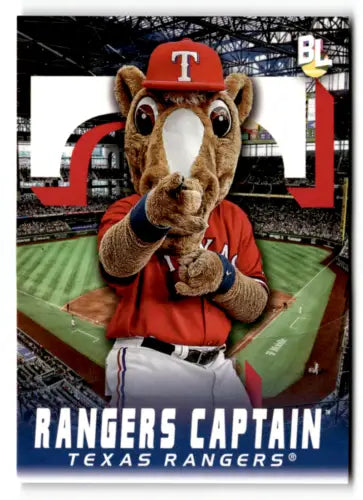 Rangers Captain baseball card from 2023 Topps Big League Mascots, original gloss finish