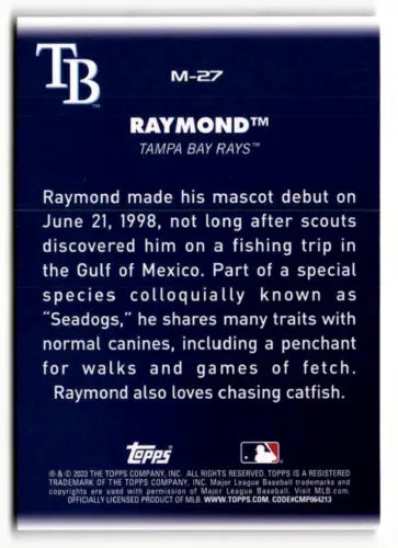 2023 Topps Big League Mascots #M-27 Raymond baseball card with original gloss finish