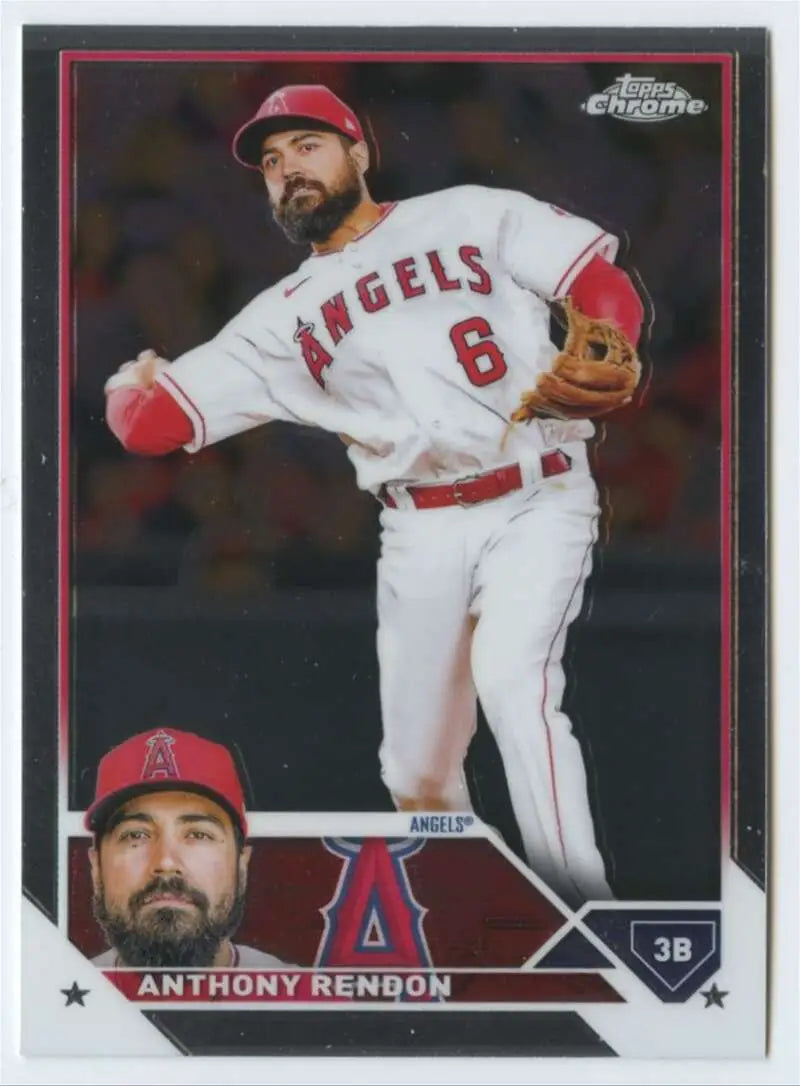 Baseball card of Anthony Rendon in throwing motion for Los Angeles Angels uniform #8