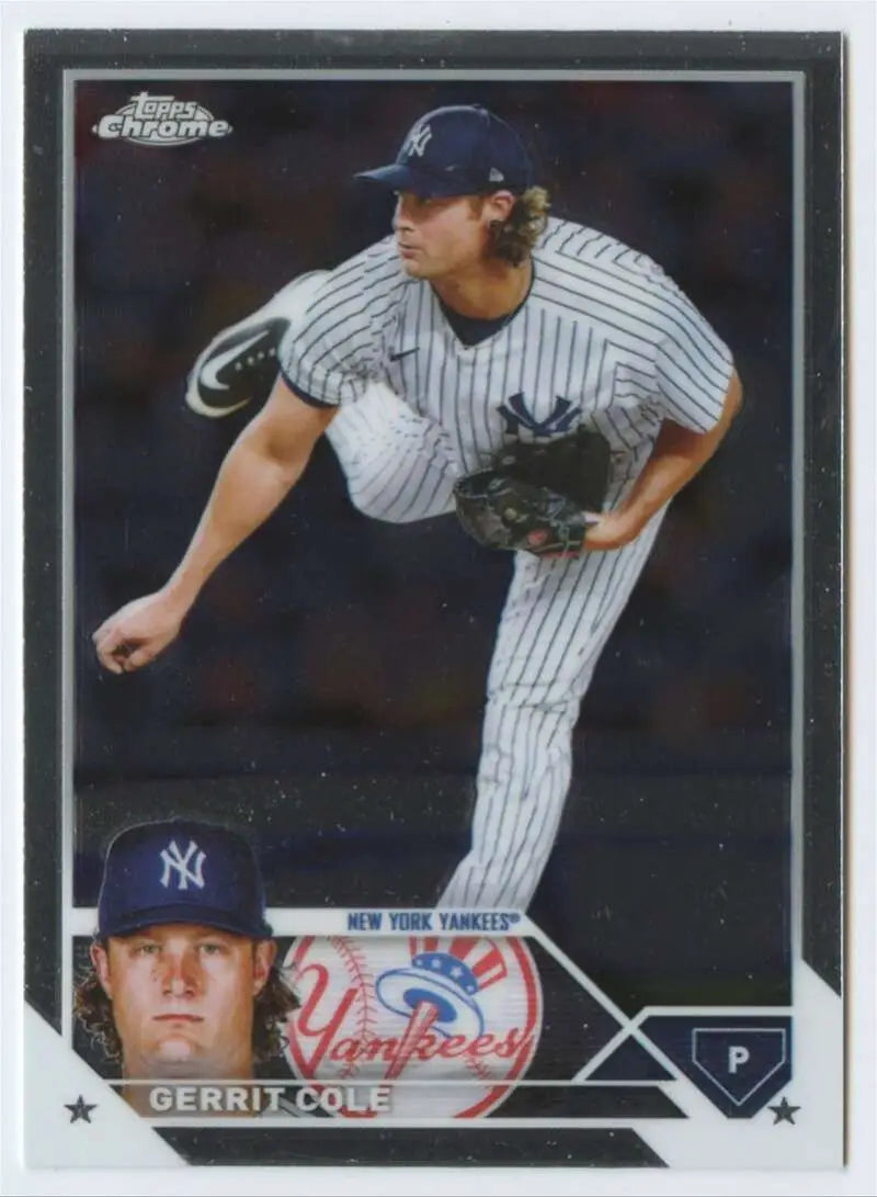 Gerrit Cole Baseball Card in Pinstripe Uniform - 2023 Topps Chrome #213