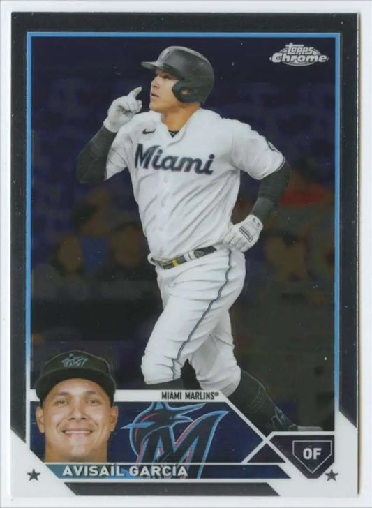 Baseball trading card of Avisail Garcia in Miami Marlins uniform from Topps Chrome