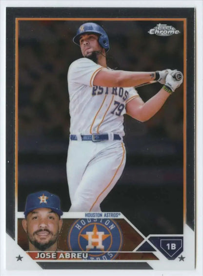 Baseball card of Jose Abreu in Houston Astros uniform from 2023 Topps Chrome