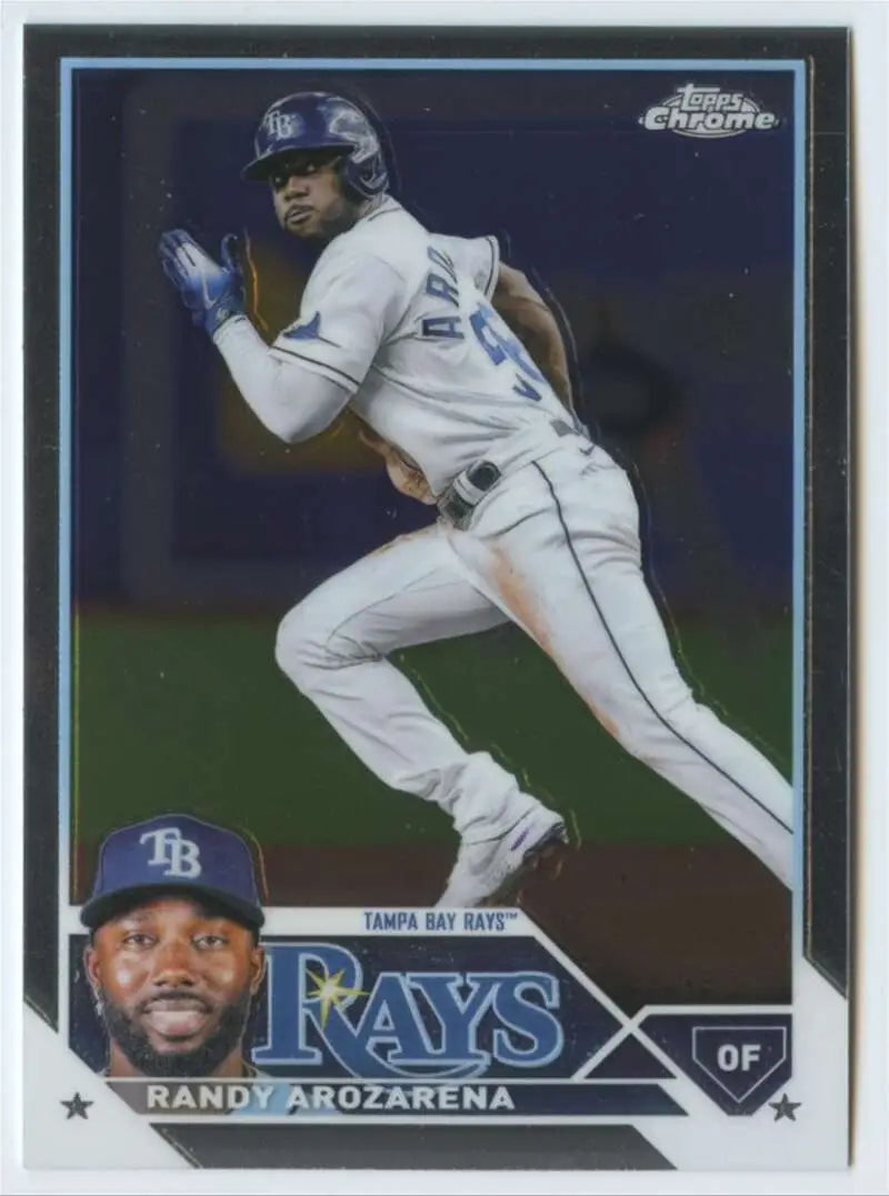 Baseball trading card of Randy Arozarena running for the Tampa Bay Rays