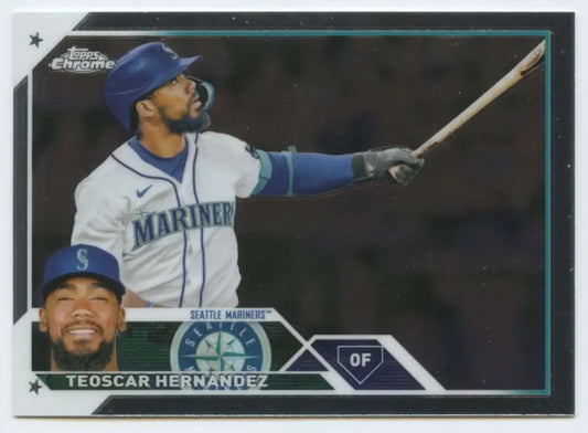 Teoscar Hernandez Seattle Mariners Baseball Card in white jersey and blue cap