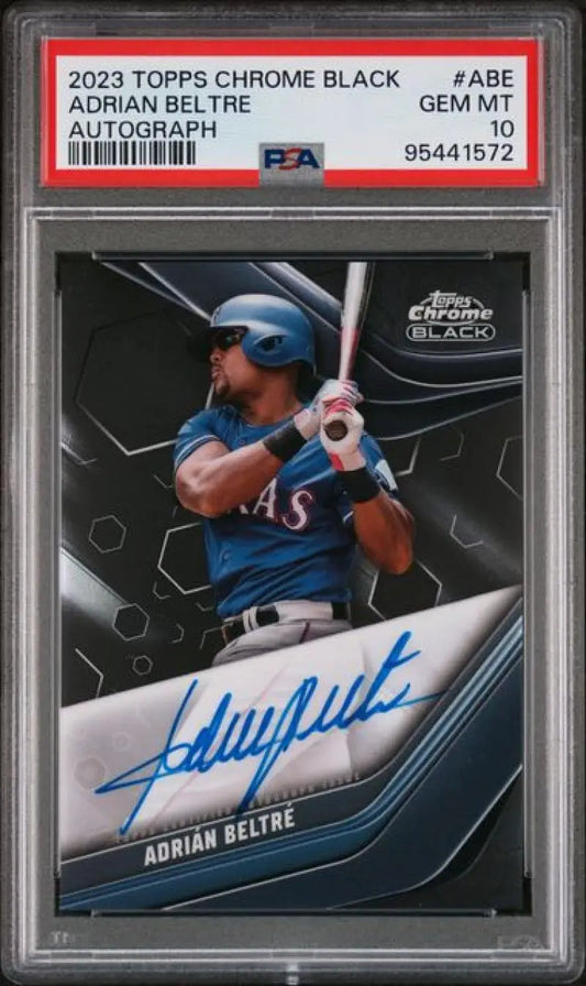 PSA 10 Gem Mint 2023 Topps Chrome Black Adrian Beltre Texas Rangers Autographed Card