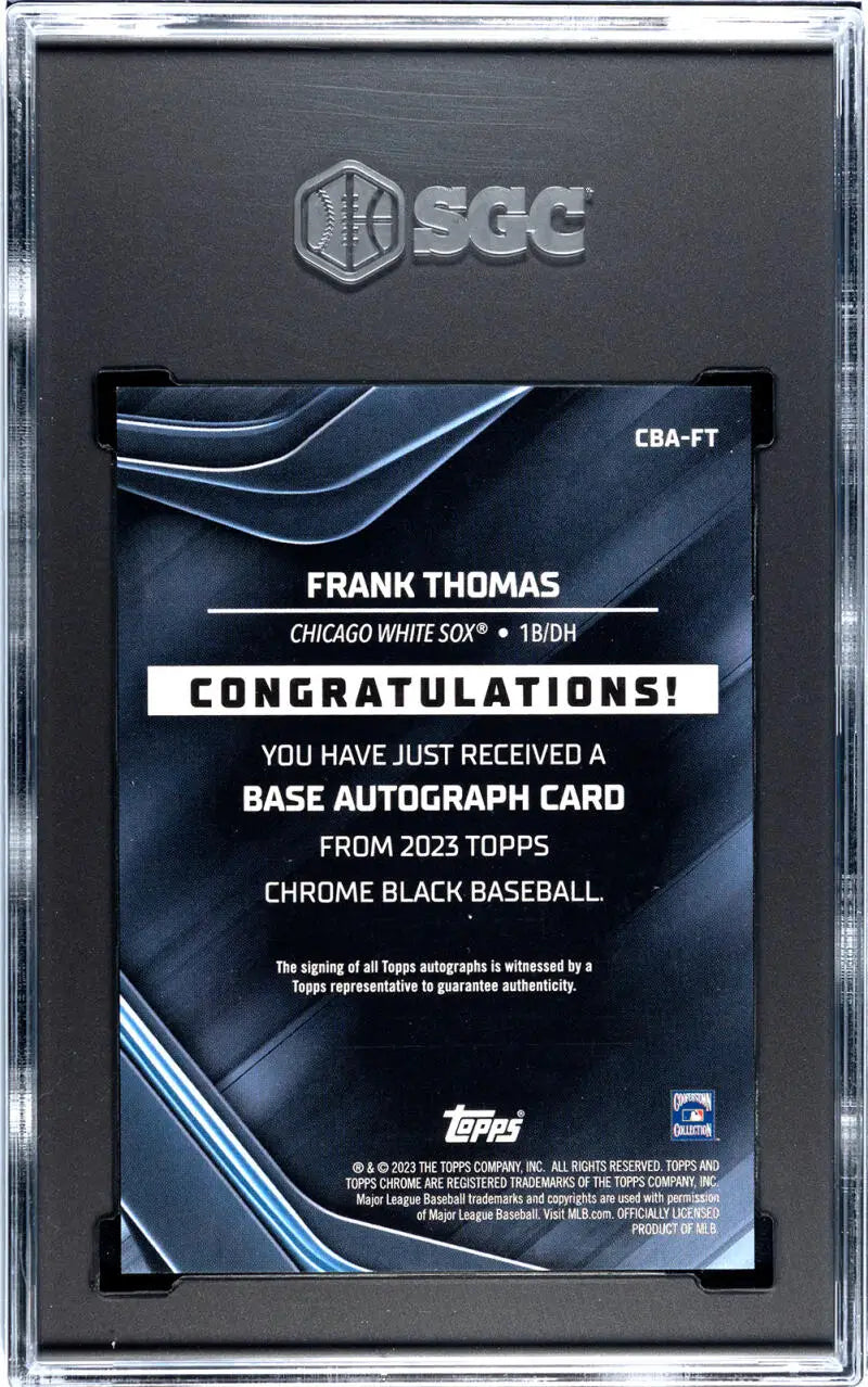 Redemption card for Frank Thomas Chicago White Sox Autograph from 2023 Topps Chrome Black