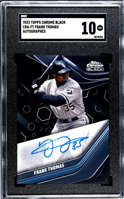 Graded 2021 Topps Chrome Black Frank Thomas autographed baseball card Chicago White Sox