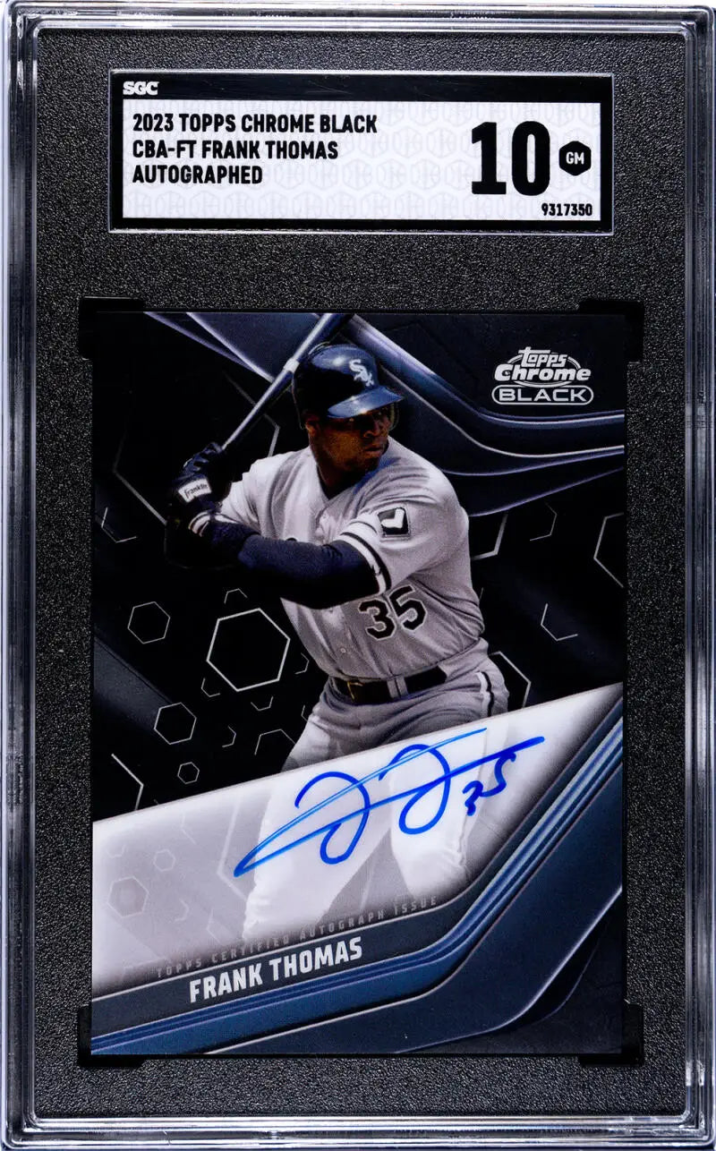 Graded 2014 Topps Chrome Black Frank Thomas autographed card for Chicago White Sox