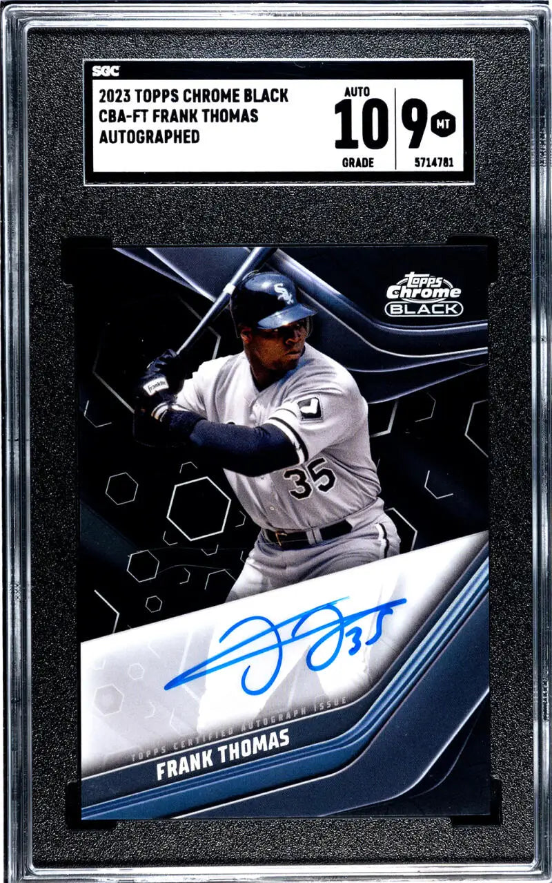 Graded 2021 Topps Chrome Black baseball card of Frank Thomas in White Sox uniform