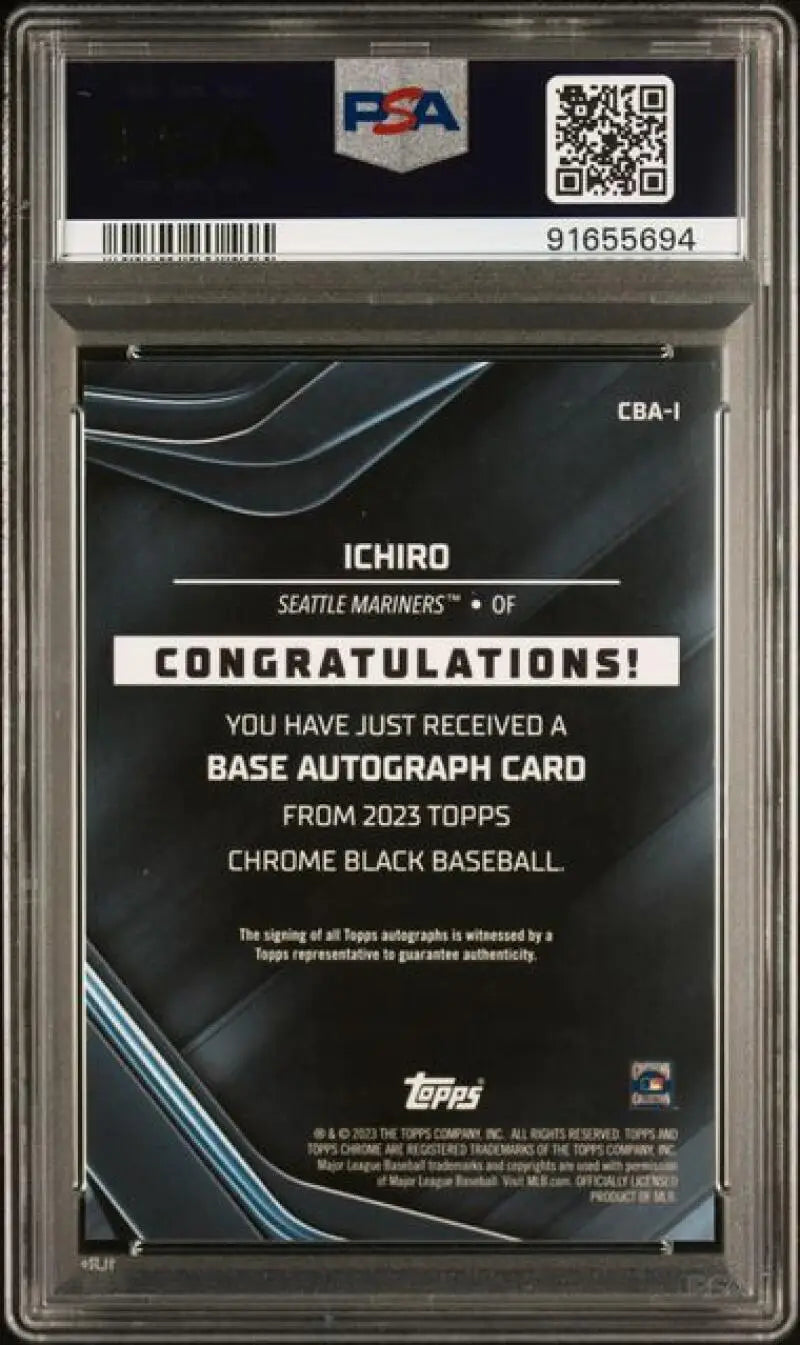 PSA 9 MINT Topps Chrome Black Ichiro Auto Seattle Mariners Baseball Card Redemption Notice