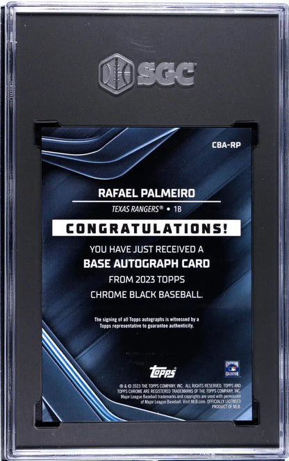 Redemption card for Rafael Palmeiro base autograph in 2023 Topps Chrome Black Baseball