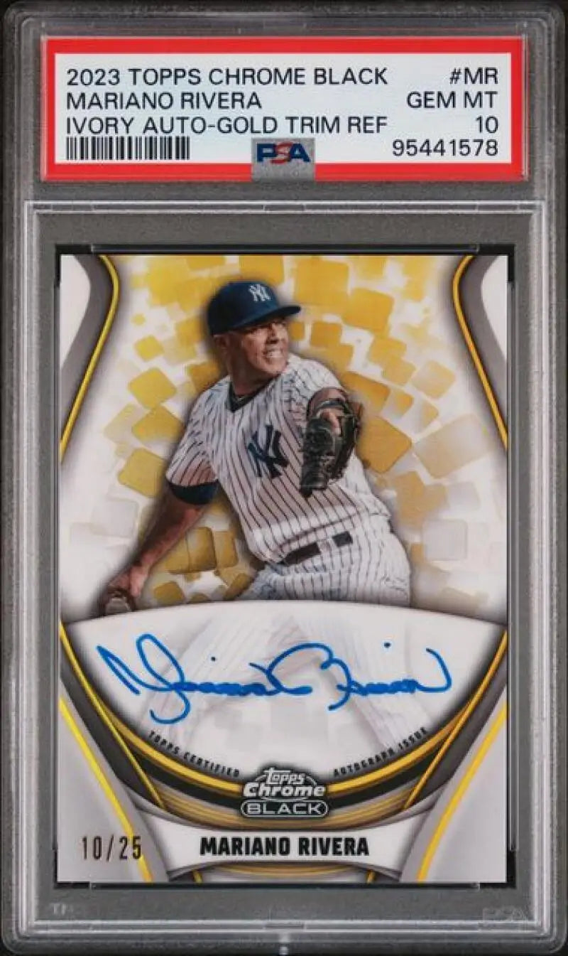 PSA 10 Mariano Rivera Black Ivory Refractor Gold Trim Yankees Autograph Card 10/25