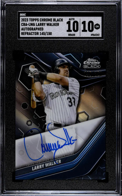 Graded 2023 Topps Chrome Black Refractor Larry Walker SGC 10 Gem Auto Baseball Card