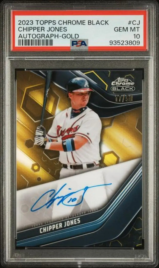 PSA 10 GEM MINT Chipper Jones Autograph 2023 Topps Chrome Black Atlanta Braves Card