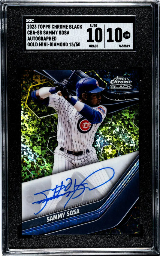 Graded BGS 10 Topps Chrome Black Refractor Sammy Sosa Chicago Cubs Autographed Card