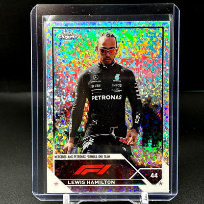 2023 Topps Chrome F1 Lewis Hamilton Mini Diamond Refractor SP /299 Trading Card