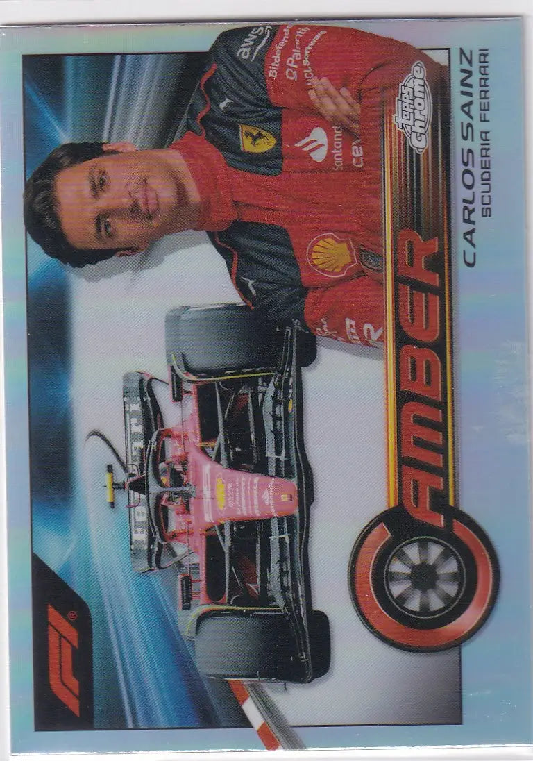 Formula 1 racing car in red and black Shell livery from Topps Chrome Formula 1