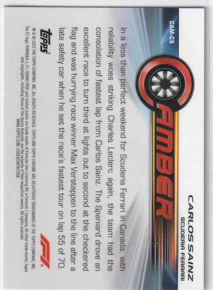 Trading card featuring red and black Timer logo for 2023 Topps Chrome Formula 1 Camber