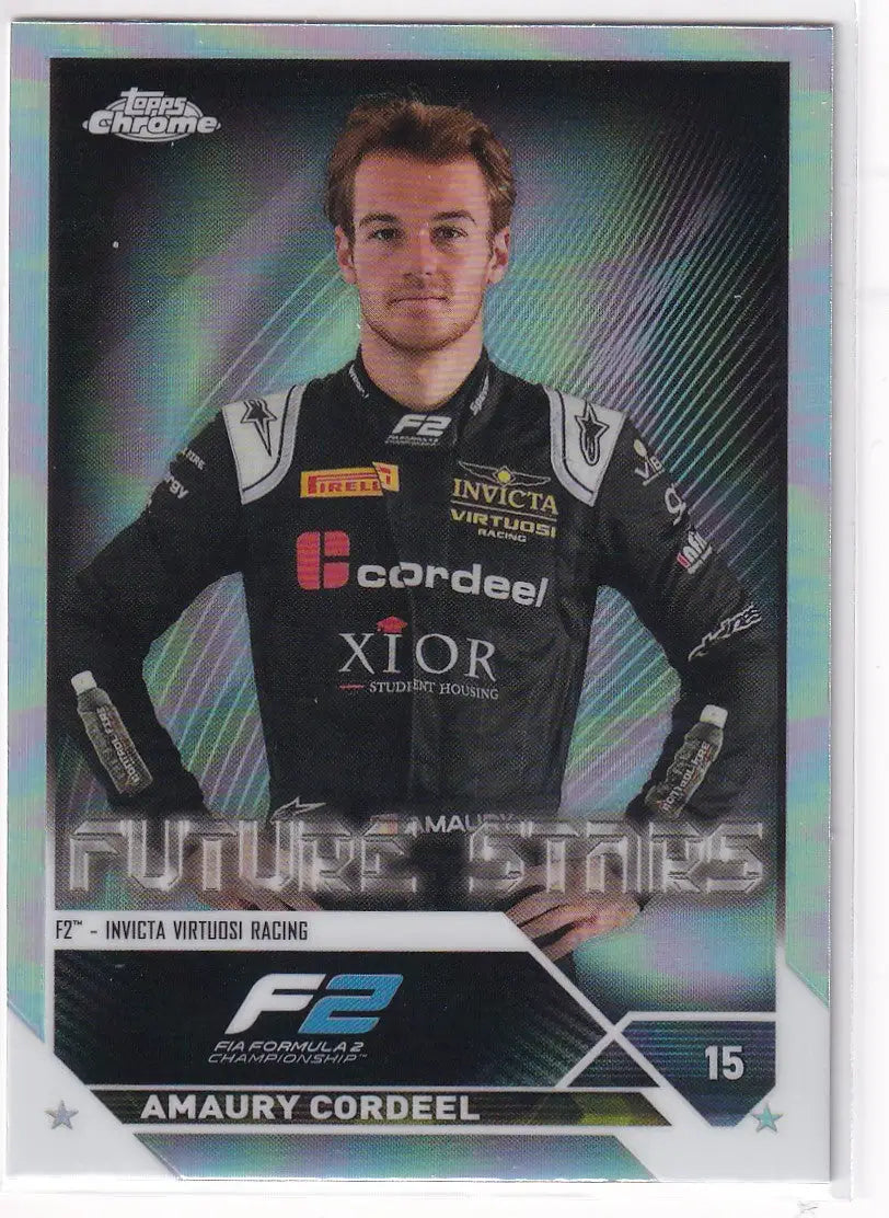 Racing driver trading card of Amaury Cordeel from 2023 Topps Chrome Formula 1 set