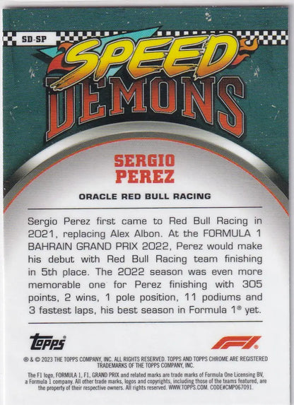 Formula 1 card featuring Oracle Red Bull Racing in Topps Chrome Formula 1 Speed Demons