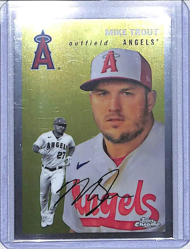 Mike Trout 2023 Topps Chrome Platinum Anniversary Baseball Card in Angels uniform