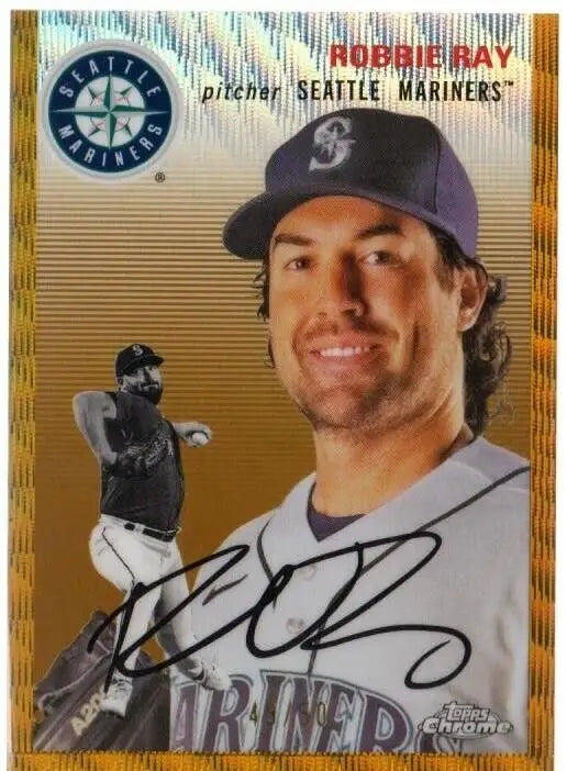 Baseball card of Robbie Ray in gray uniform for Topps Chrome Platinum Anniversary