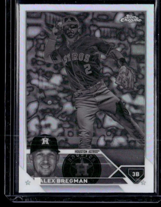 Black and white Topps Chrome Refractor Negative baseball card of Alex Bregman, Astros #2