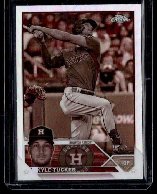 Topps Chrome Refractor Negative #6 Kyle Tucker Houston Astros baseball card in batting stance