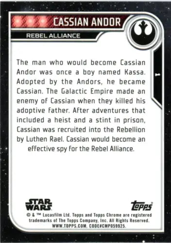 Topps Chrome Star Wars Cassian Andor trading card from 2023 collection NM-MT