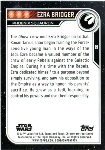 Topps Chrome Star Wars trading card 2023 #32 Ezra Bridger NM-MT condition