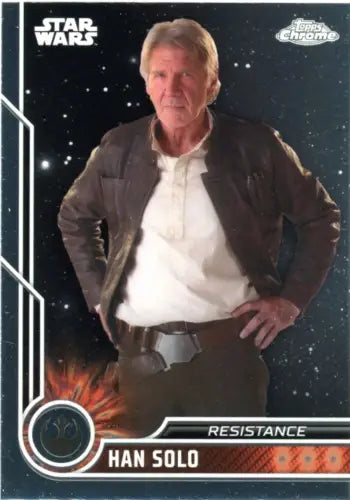 Han Solo trading card from 2023 Topps Chrome Star Wars #52 in NM-MT condition