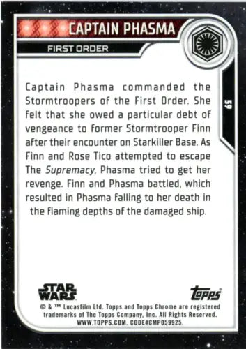 Captain Phasma Star Wars trading card from 2023 Topps Chrome series #59 NM-MT