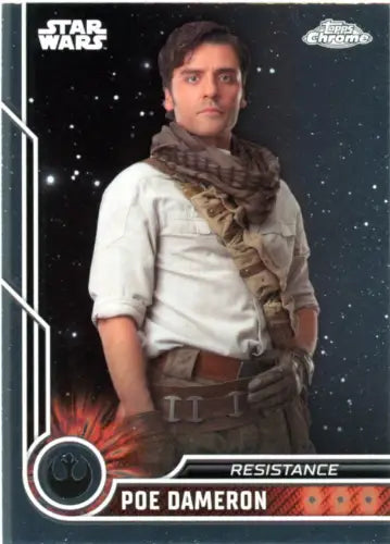 Poe Dameron trading card from 2023 Topps Chrome Star Wars #67 in NM-MT condition