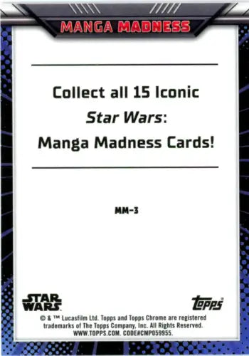 Star Wars Manga Madness trading card from 2023 Topps Chrome, featuring Darth Vader and Obi-Wan