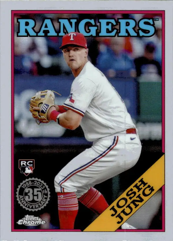 Texas Rangers pitcher in action on 2023 Topps Chrome Update Baseball Card