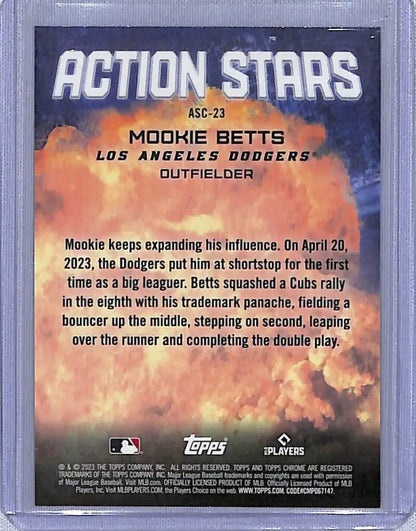 Mookie Betts 2023 Topps Chrome Update baseball card for Los Angeles Dodgers fans