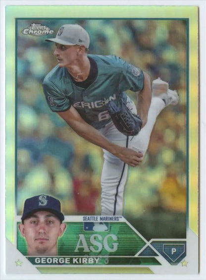 George Kirby follow-through pose on 2023 Topps Chrome Mariners All-Star Game card