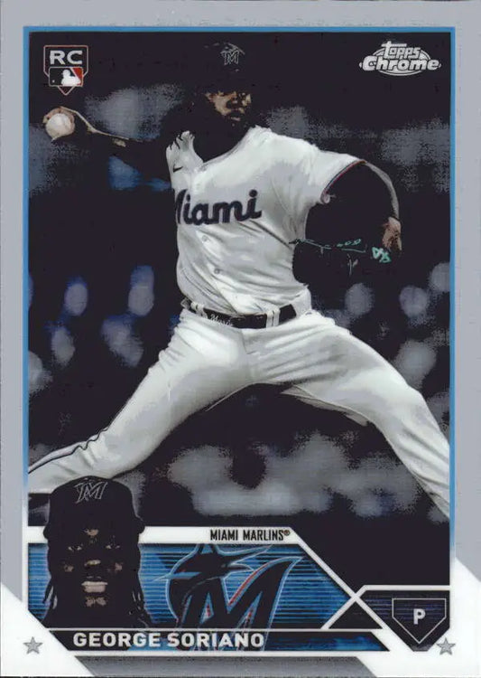 Baseball card of George Soriano in white uniform from Topps Chrome Update Refractor