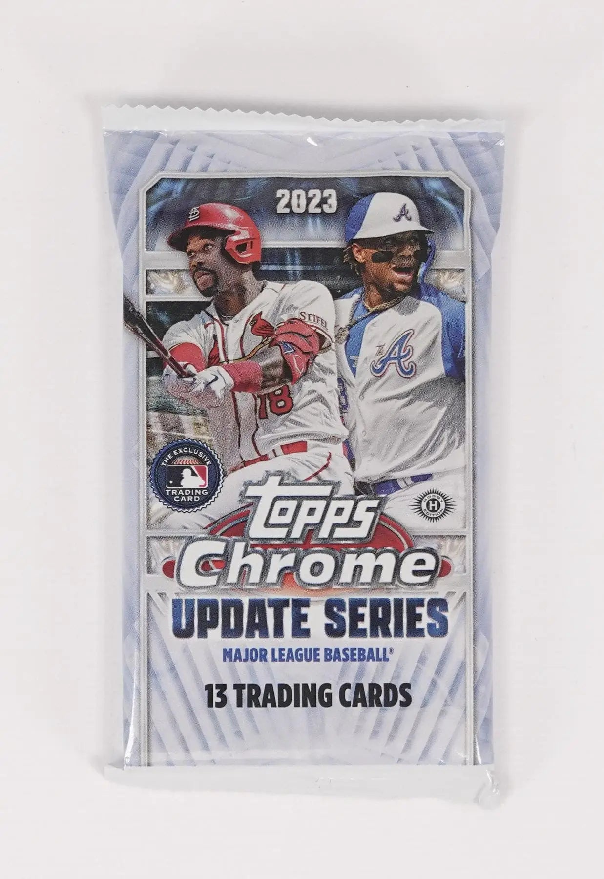 Sealed 2023 Topps Chrome Update Series MLB pack with refractor parallel baseball cards