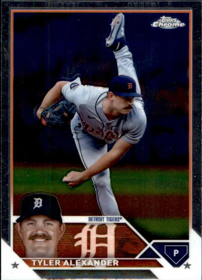 Baseball card of Tyler Alexander in delivery from 2023 Topps Chrome Update