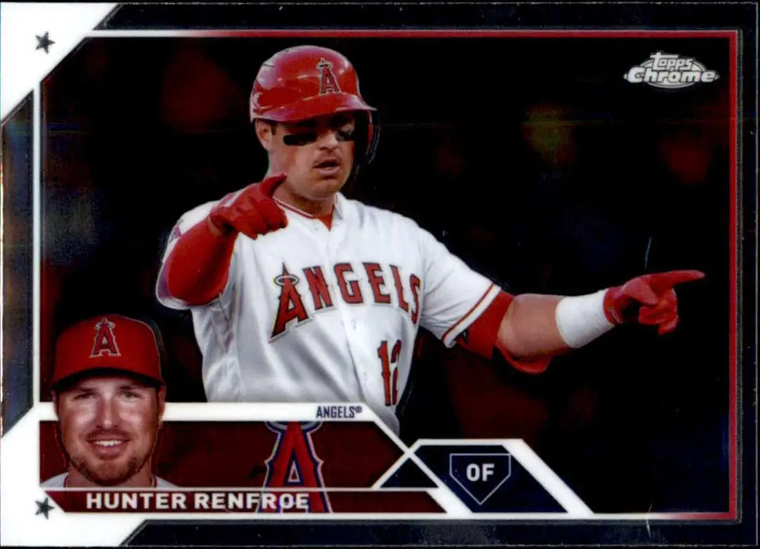 Baseball card of Hunter Renfroe in Los Angeles Angels uniform poses