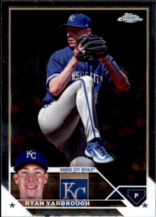 Baseball card of Ryan Yarbrough from Topps Chrome Update showcasing action and portrait poses