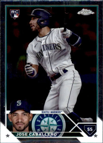 Jose Caballero 2023 Topps Chrome Update Seattle Mariners Baseball Card in home uniform